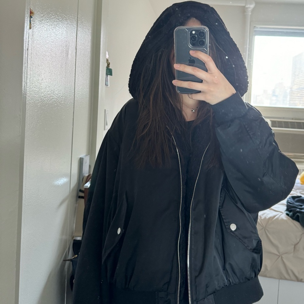 Zara reversible furry bomber jacket